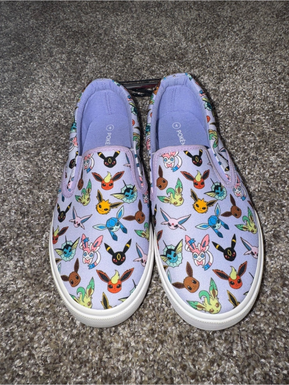 Kids Lavender Slip-On Sneakers with Colorful Character Pokémon Print Girl